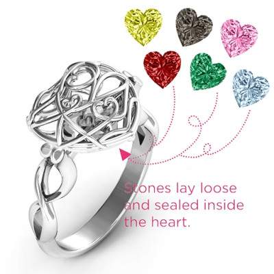 EncasedLove Caged Hearts Ring with Infinity Band