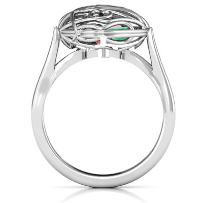 EncasedLove Caged Hearts Ring with Ski Tip Band