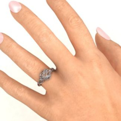 Petite Caged Hearts Ring with Infinity Band