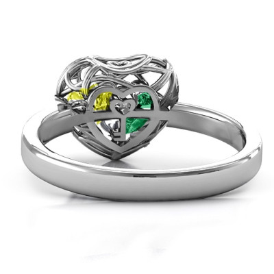 EncasedLove Petite Caged Hearts Ring with Classic Band