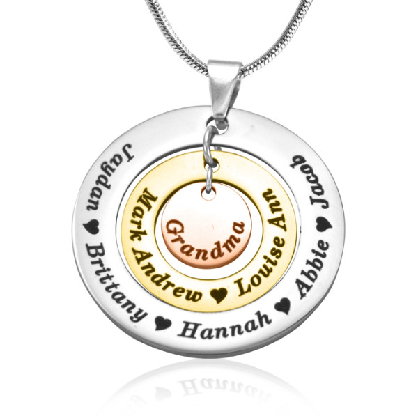 Personalised Necklaces - Circles of Love Necklace Three Tone
