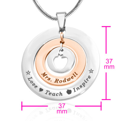 Personalised Necklaces - Circles of Love Necklace Teacher TWO TONE