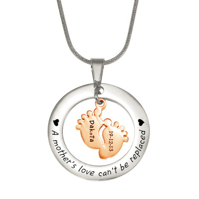 Personalised Necklaces - Cant Be Replaced Necklace Single Feet 18mm Two Tone