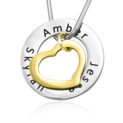 Personalised Necklaces - Heart Washer Necklace TWO TONE