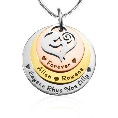 Personalised Necklaces - Mothers Disc Triple Necklace Three Tone