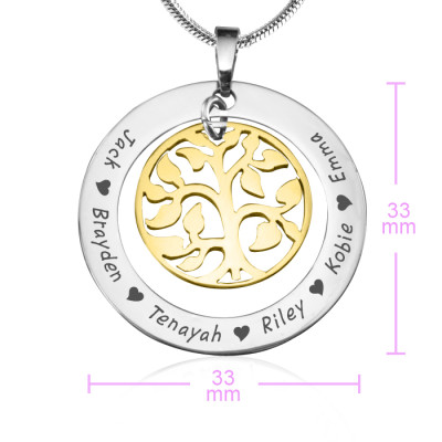 Personalised Necklaces - My Family Tree Necklace Two Tone Tree
