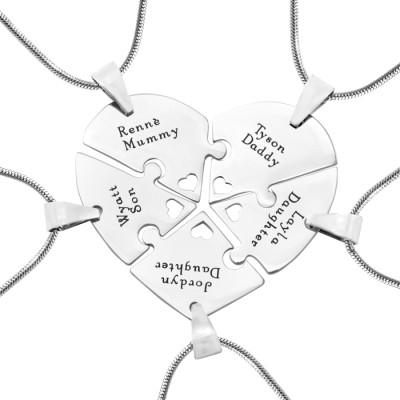 Personalised Necklaces - Penta Heart Puzzle Five Necklaces