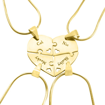 Personalised Necklaces - Quad Heart Puzzle Four Necklaces