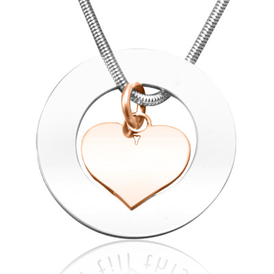 Heart Necklace - Circle Two Tone HEART