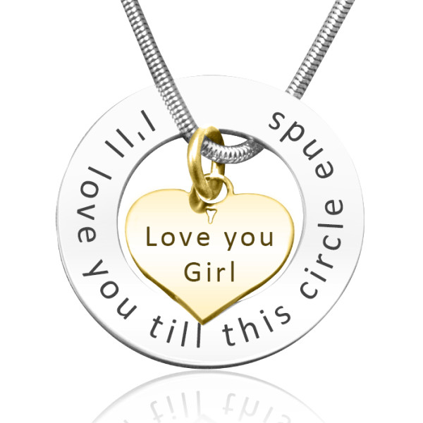 Heart Necklace - Circle Two Tone HEART