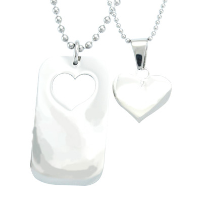 Personalised Necklaces - Dog Tag Stolen Heart Two Necklaces