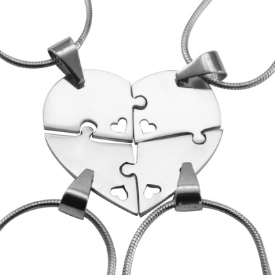 Personalised Necklaces - Quad Heart Puzzle Four Necklaces