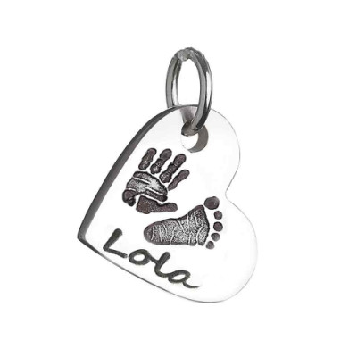 Personalised Necklaces - Hand / Footprint Heart Charm Necklace