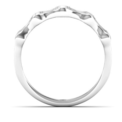 Alternating Stone Fashion Wave Ring
