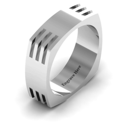 Areo Grooved Square-shaped Mens Ring