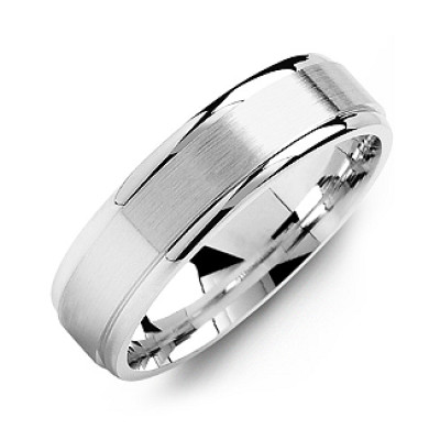 Brushed Centre Mens Ring with Polished Edges