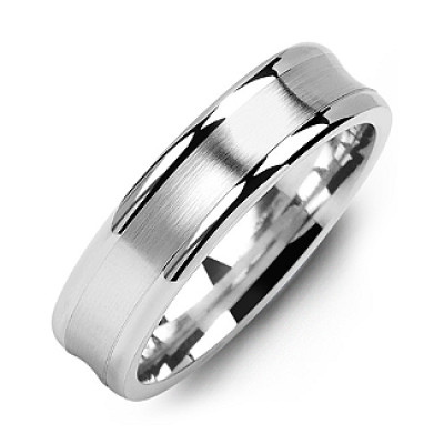 Classic Contoured Mens Ring with Brushed Centre