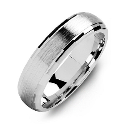 Dome-Shaped Brushed Mens Ring with Baguette Edges