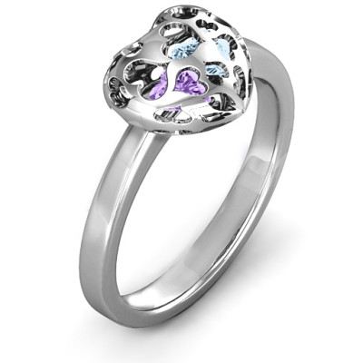 EncasedLove Petite Caged Hearts Ring with Infinity Band