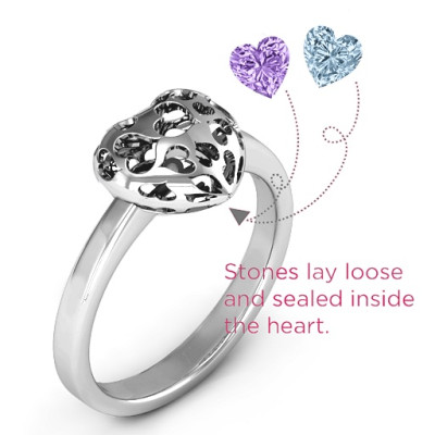 EncasedLove Petite Caged Hearts Ring with Infinity Band