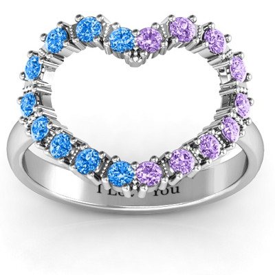 Floating Heart with Stones Ring
