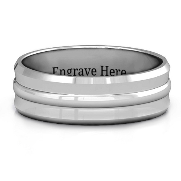Forge Bevelled and Banded Mens Ring