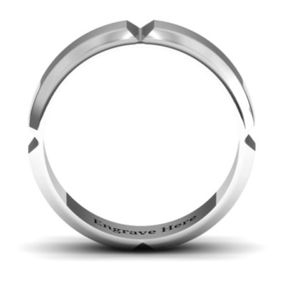 Hercules Quad Bevelled and Grooved Mens Ring