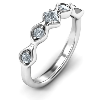 Infinite Wave with Princess Cut Centre Stone Ring