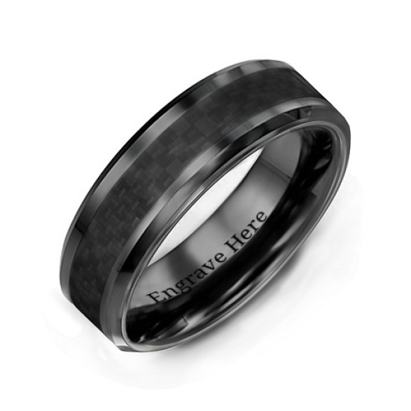 Mens Black Nightfall Ceramic Ring