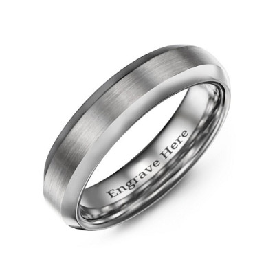 Mens Brushed Centre Polished Tungsten Ring