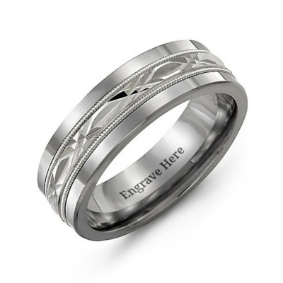 Mens Cut Out XO Centre Tungsten Band Ring