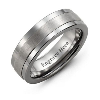Mens Plain Centre Tungsten Band Ring