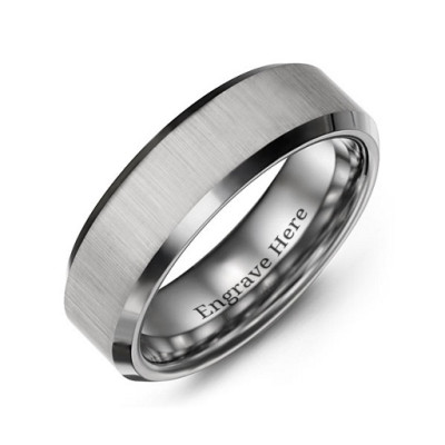 Mens Satin Finish Centre Polished Tungsten Ring