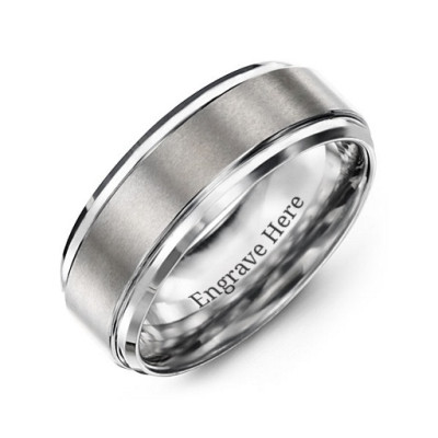 Mens Tungsten Brushed Centre Ring