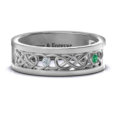 Mens Two-Stone Interwoven Infinity Band