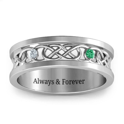 Mens Two-Stone Interwoven Infinity Band
