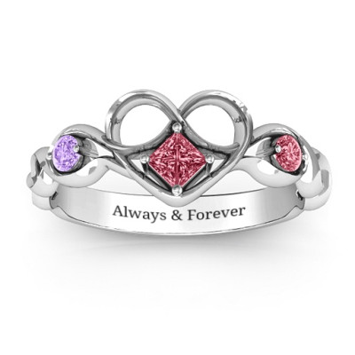 Shimmering Infinity Princess Stone Heart Ring