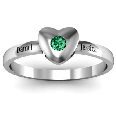 Heart with Single Gemstone Ring