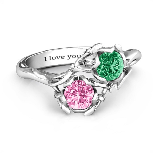 Be-leafLove Double Gemstone Floral Ring