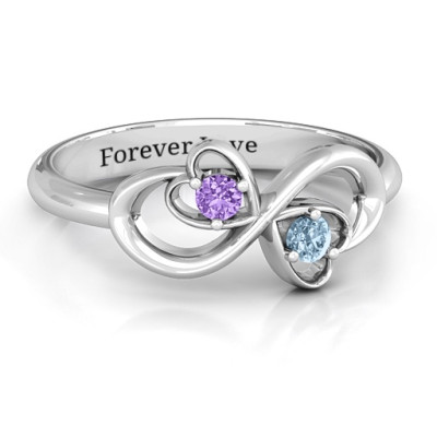 Duo of Hearts and Stones Infinity Ring