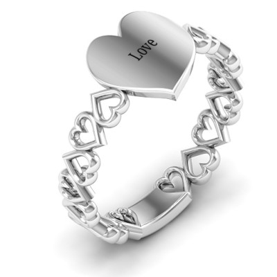 Engravable Cut Out Hearts Ring