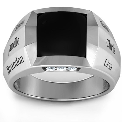 Engravable Statement 6-Stone Mens Ring