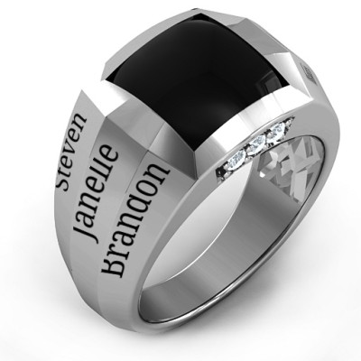 Engravable Statement 6-Stone Mens Ring