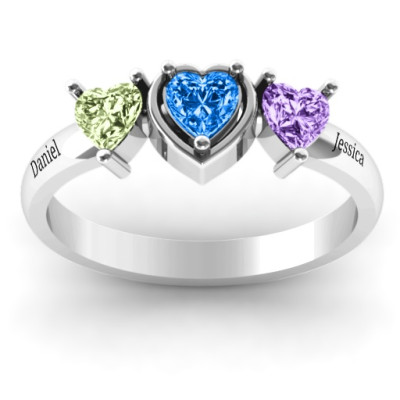 Heart Stone with Twin Heart Accents Ring
