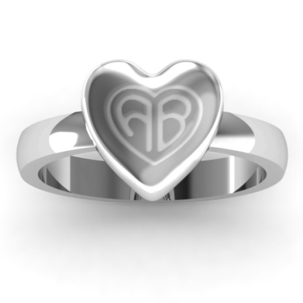 Large Engraved Monogram Heart Ring