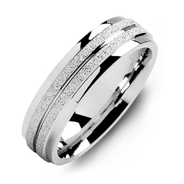Laser-Finish Mens Ring with Polished Edges