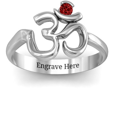 Om Sound of Universe Ring with Round Stone
