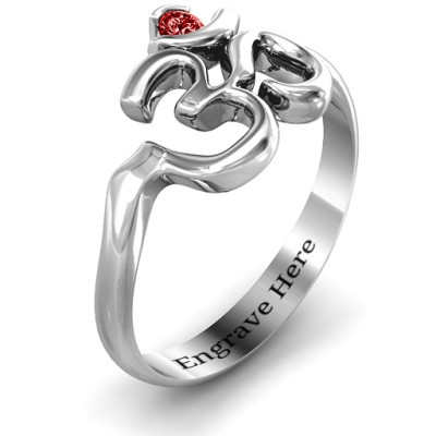 Om Sound of Universe Ring with Round Stone