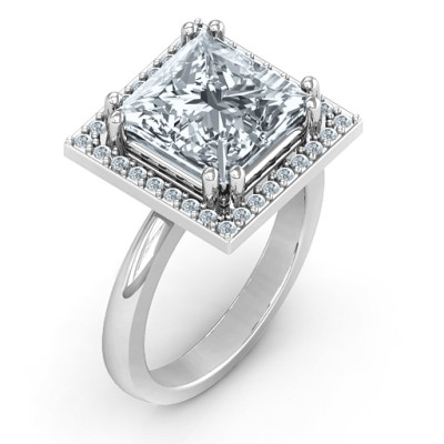 Princess Cut Cocktail Ring with Halo
