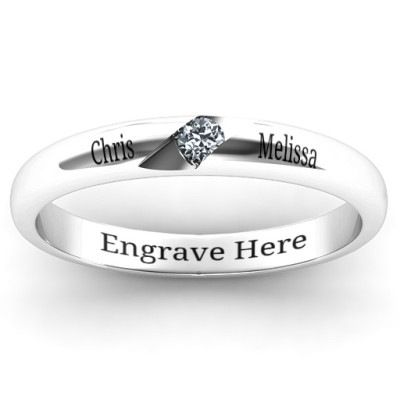 Reveal Stone Grooved Womens Ring with Cubic Zirconias Stone